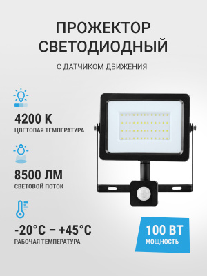 Прожектор FL-LED Light-PAD SENSOR 100W  AC220-240В (с датчиком)